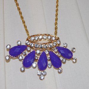 Purple rhinestone pendant necklace 36"